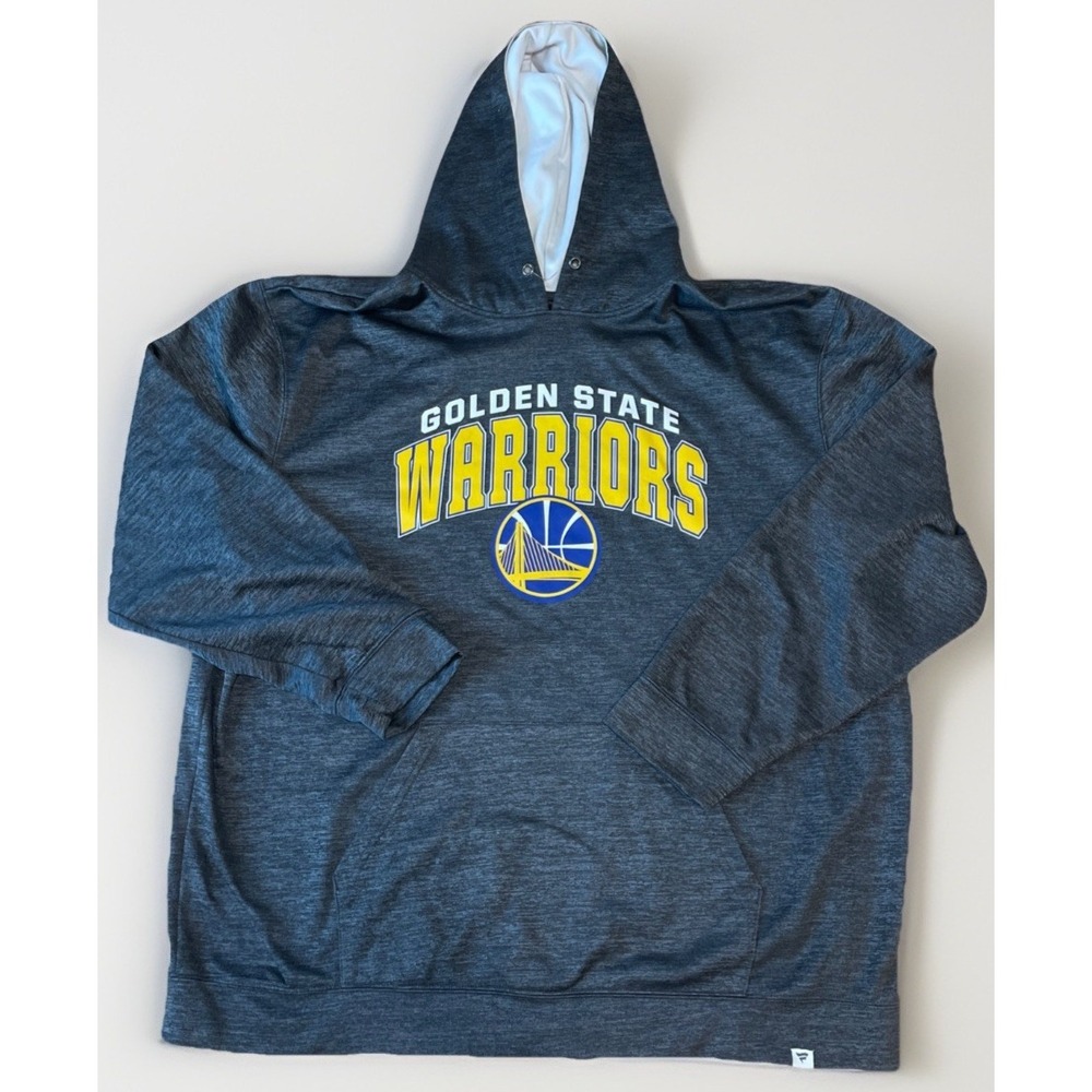 Golden State Warriors Hoodie Gray Fanatics Men's Logo Yellow Letters 4XL